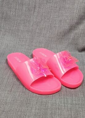 J. Crew  Pink Floral Jelly Blossom Pool Slides Size 8.
